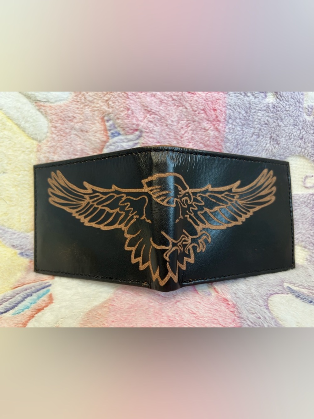 Relic New style Black Leather wallet with Gold Eagle Design
